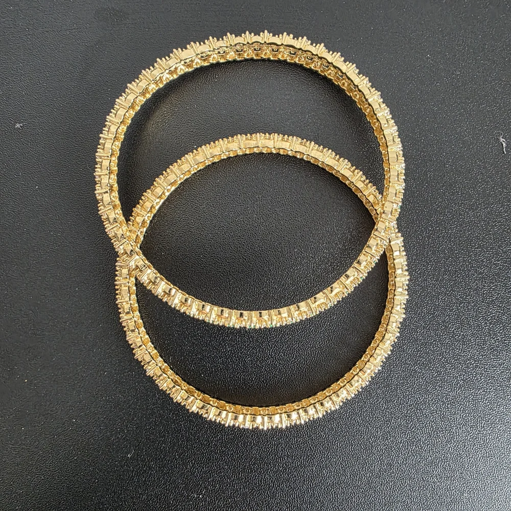 Watch Gold / Genuine Emerald & Diamond Simulant Bangle Bracelet Set
